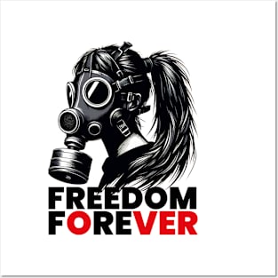 Freedom Forever- Girl Wearing Gas Mask Posters and Art